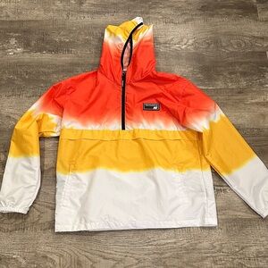 New Balance Large Pullover Windbreaker Raincoat - Orange, Yellow, and White